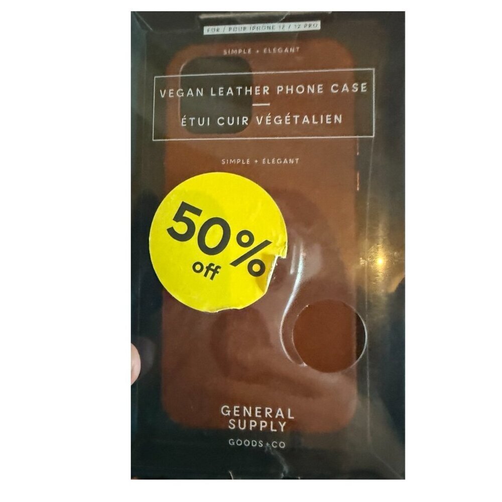 General Supply Vegan Leather Phone Case iPhone 12 12 Pro Brown Protective - Picture 2 of 4
